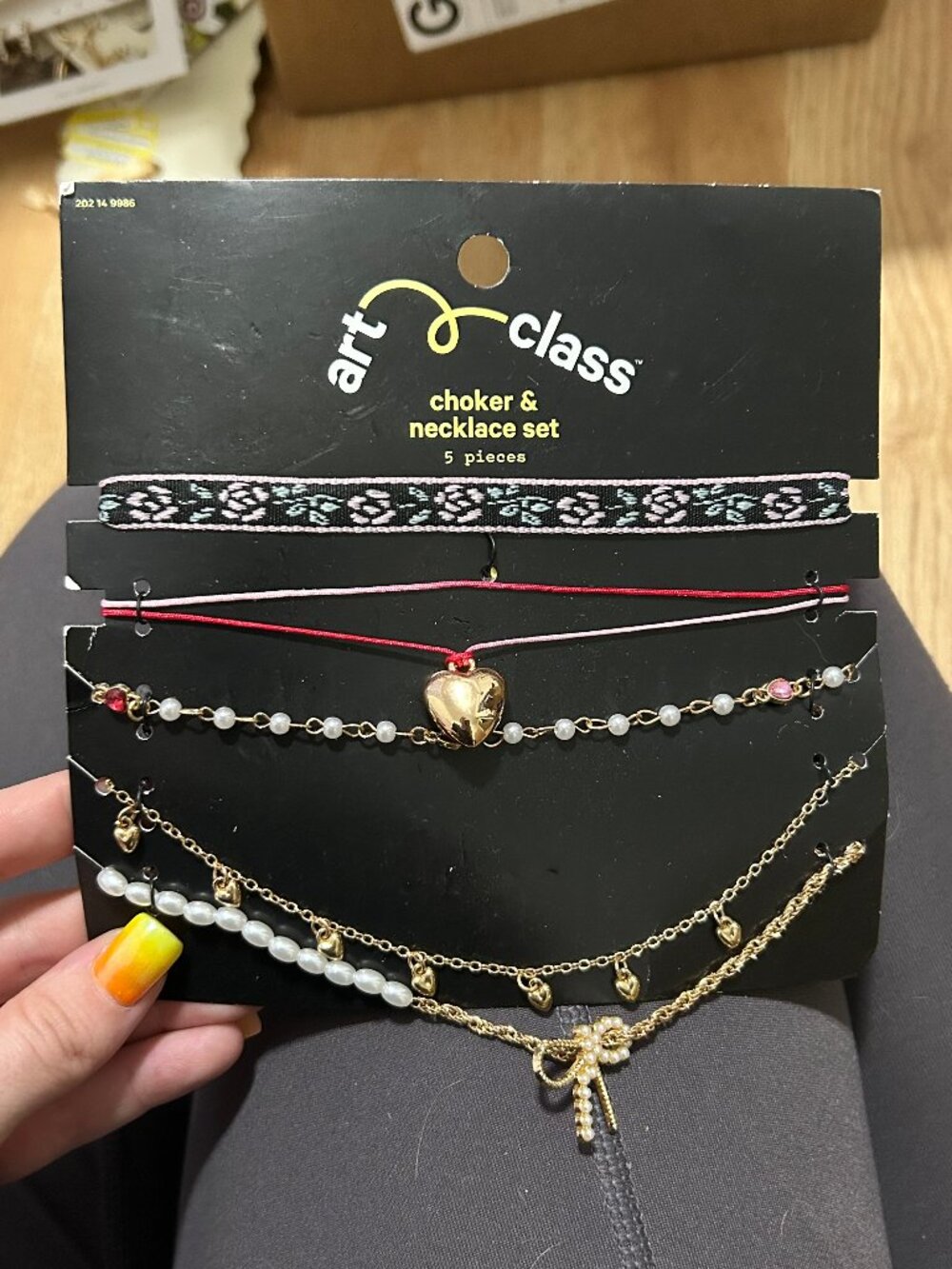 Art Class Target Girls Choker & Necklace Variety Set 5pc Floral Heart New